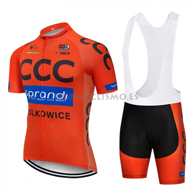 2018 Maillot CCC Tirantes Mangas Cortas Naranja